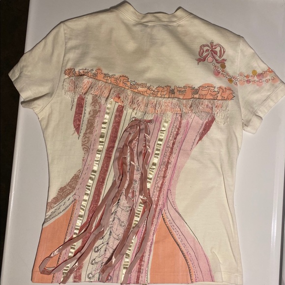 Christian Dior Rare Runway Corset White Pink Ribbon Shirt - Picture 9 of 16